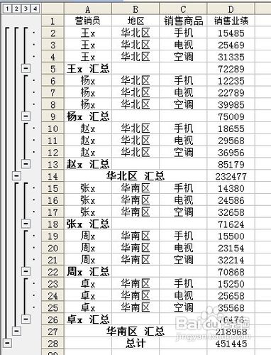 excel怎样创建多级分类汇总